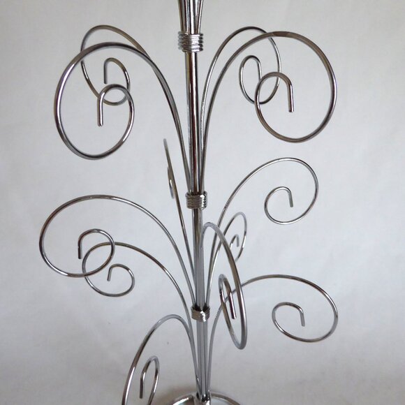 NEW 16” CHRISTMAS SILVER CHROME ORNAMENT GREETING CARD HOLDER DISPLAY STAND - Picture 5 of 6